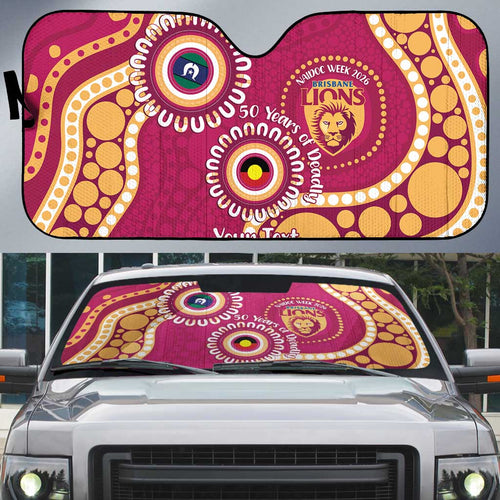 Brisbane Lions NAIDOC 2026 Personalised Auto Sun Shade 50 Years of Deadly Aboriginal Art