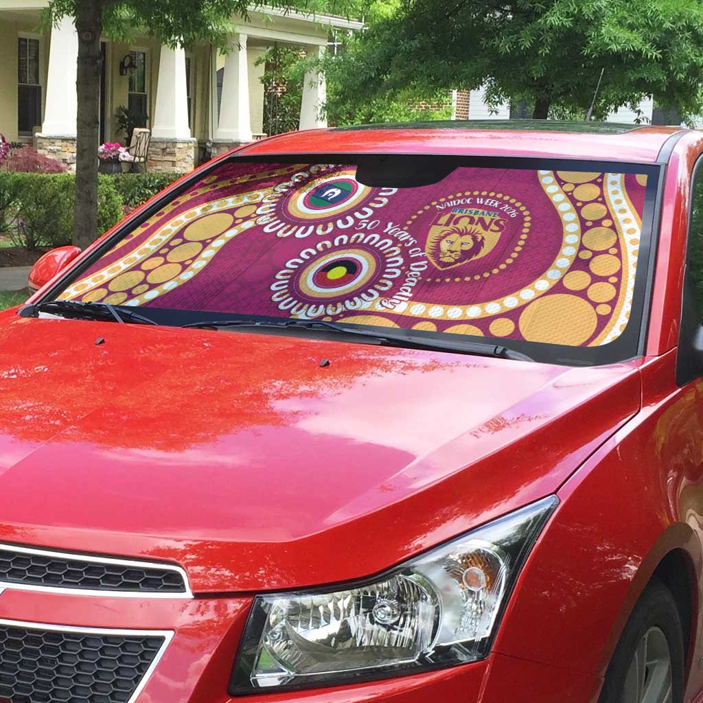 Brisbane Lions NAIDOC 2026 Personalised Auto Sun Shade 50 Years of Deadly Aboriginal Art