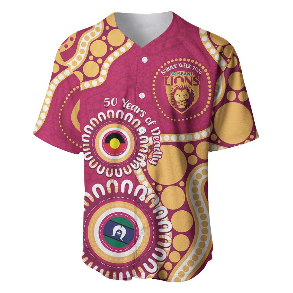 Brisbane Lions NAIDOC 2026 Personalised Baseball Jersey 50 Years of Deadly Aboriginal Art