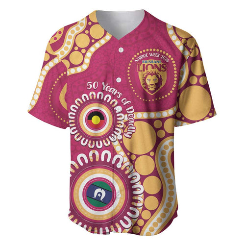 Brisbane Lions NAIDOC 2026 Personalised Baseball Jersey 50 Years of Deadly Aboriginal Art