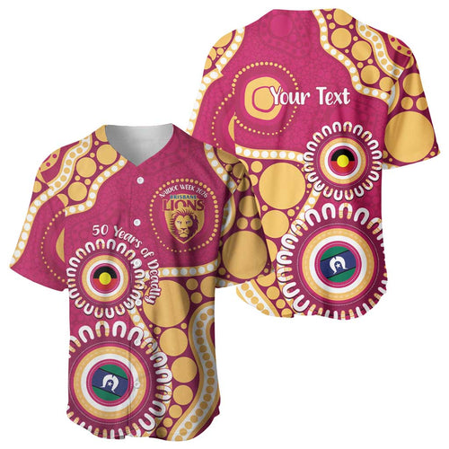 Brisbane Lions NAIDOC 2026 Personalised Baseball Jersey 50 Years of Deadly Aboriginal Art
