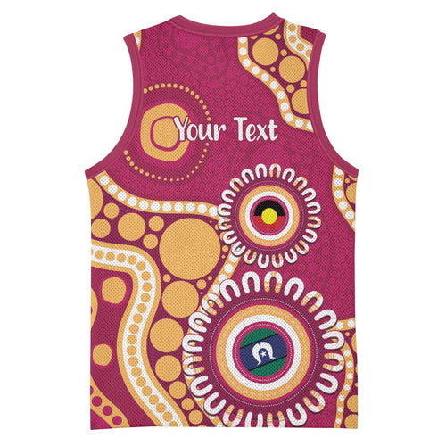 Brisbane Lions NAIDOC 2026 Personalised Basketball Jersey 50 Years of Deadly Aboriginal Art
