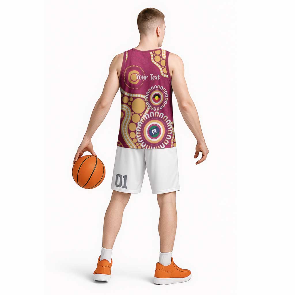 Brisbane Lions NAIDOC 2026 Personalised Basketball Jersey 50 Years of Deadly Aboriginal Art