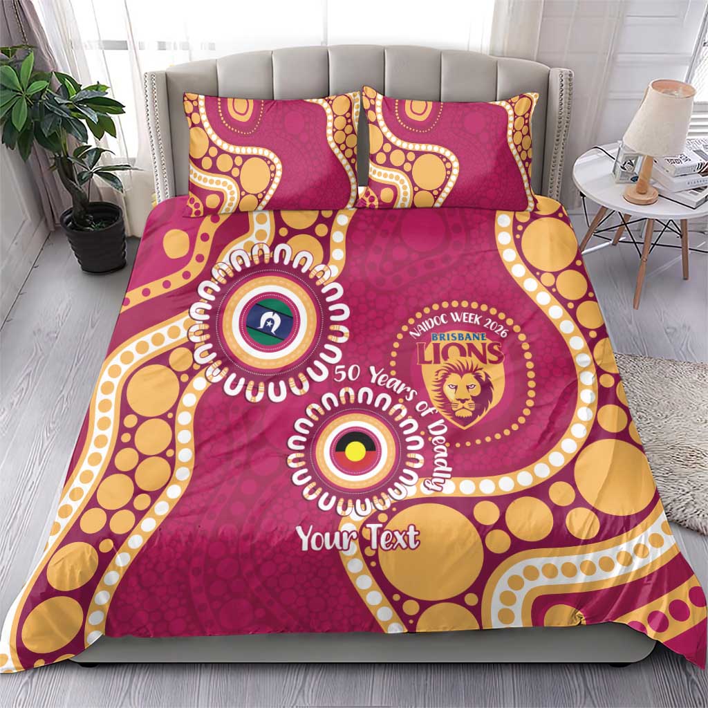 Brisbane Lions NAIDOC 2026 Personalised Bedding Set 50 Years of Deadly Aboriginal Art