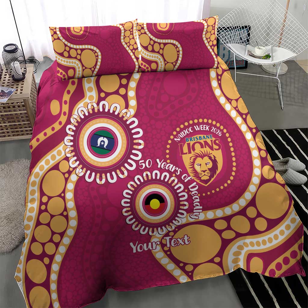 Brisbane Lions NAIDOC 2026 Personalised Bedding Set 50 Years of Deadly Aboriginal Art