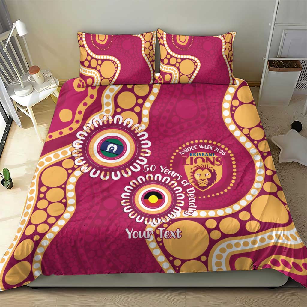 Brisbane Lions NAIDOC 2026 Personalised Bedding Set 50 Years of Deadly Aboriginal Art