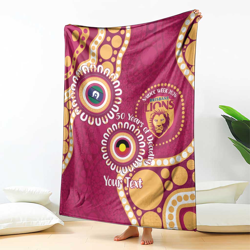 Brisbane Lions NAIDOC 2026 Personalised Blanket 50 Years of Deadly Aboriginal Art