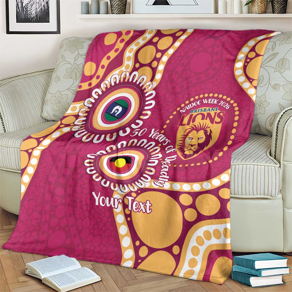 Brisbane Lions NAIDOC 2026 Personalised Blanket 50 Years of Deadly Aboriginal Art