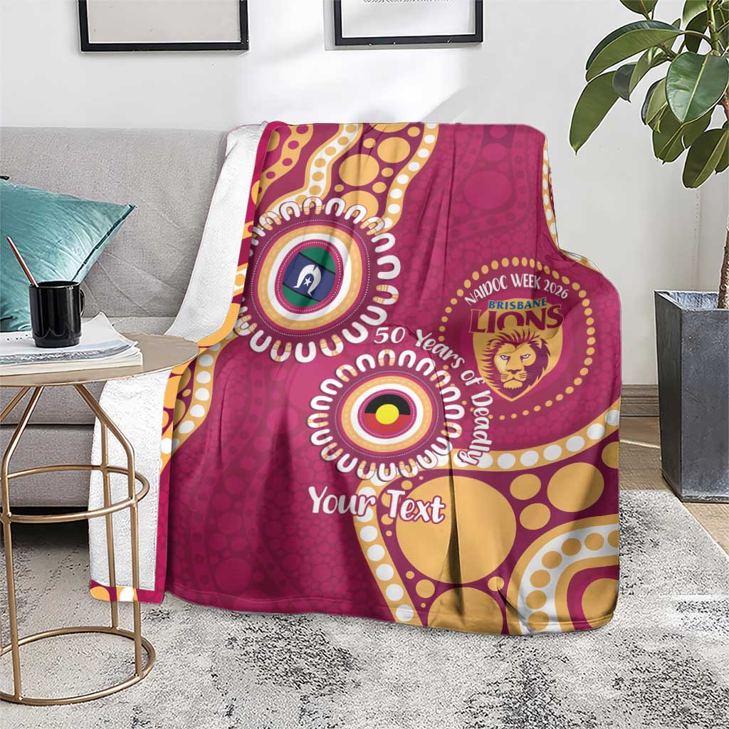 Brisbane Lions NAIDOC 2026 Personalised Blanket 50 Years of Deadly Aboriginal Art
