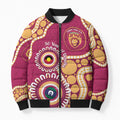 Brisbane Lions NAIDOC 2026 Personalised Bomber Puffer Jacket 50 Years of Deadly Aboriginal Art