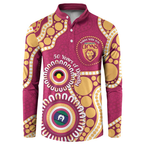 Brisbane Lions NAIDOC 2026 Personalised Button Sweatshirt 50 Years of Deadly Aboriginal Art
