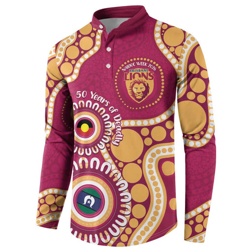 Brisbane Lions NAIDOC 2026 Personalised Button Sweatshirt 50 Years of Deadly Aboriginal Art