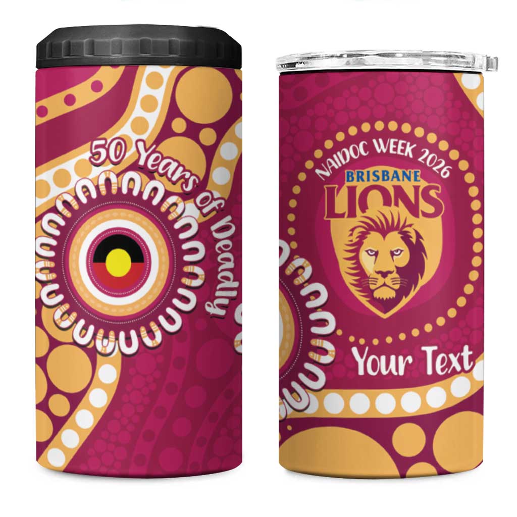 Brisbane Lions NAIDOC 2026 Personalised 4 in 1 Can Cooler Tumbler 50 Years of Deadly Aboriginal Art