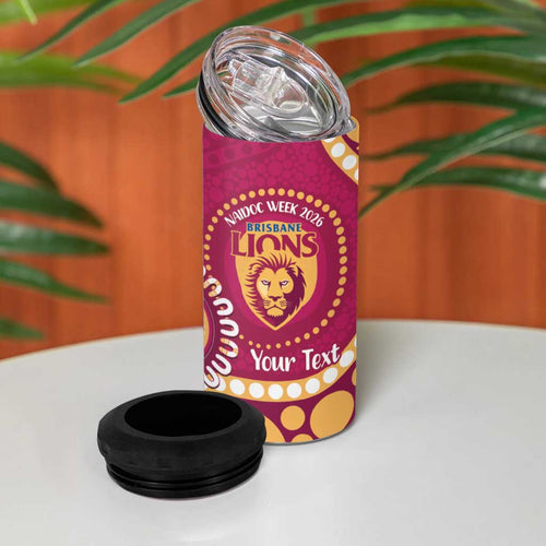 Brisbane Lions NAIDOC 2026 Personalised 4 in 1 Can Cooler Tumbler 50 Years of Deadly Aboriginal Art