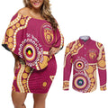 Brisbane Lions NAIDOC 2026 Personalised Couples Matching Off Shoulder Short Dress and Long Sleeve Button Shirt 50 Years of Deadly Aboriginal Art