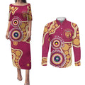 Brisbane Lions NAIDOC 2026 Personalised Couples Matching Puletasi and Long Sleeve Button Shirt 50 Years of Deadly Aboriginal Art