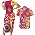 Brisbane Lions NAIDOC 2026 Personalised Couples Matching Short Sleeve Bodycon Dress and Hawaiian Shirt 50 Years of Deadly Aboriginal Art