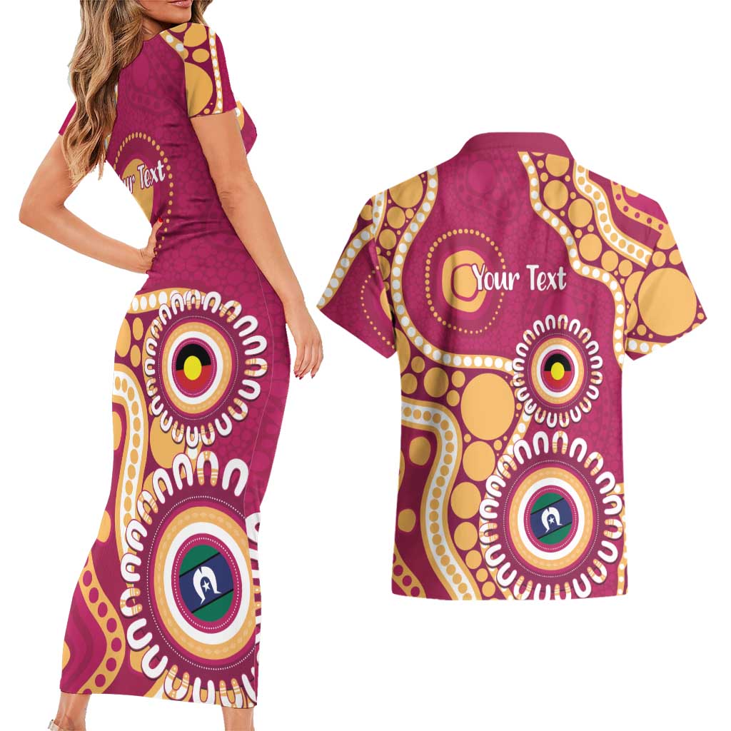 Brisbane Lions NAIDOC 2026 Personalised Couples Matching Short Sleeve Bodycon Dress and Hawaiian Shirt 50 Years of Deadly Aboriginal Art