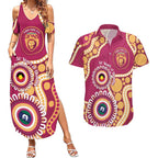 Brisbane Lions NAIDOC 2026 Personalised Couples Matching Summer Maxi Dress and Hawaiian Shirt 50 Years of Deadly Aboriginal Art
