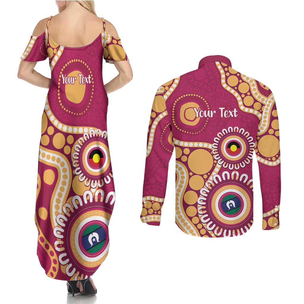 Brisbane Lions NAIDOC 2026 Personalised Couples Matching Summer Maxi Dress and Long Sleeve Button Shirt 50 Years of Deadly Aboriginal Art