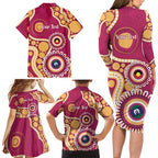 Brisbane Lions NAIDOC 2026 Personalised Family Matching Long Sleeve Bodycon Dress and Hawaiian Shirt 50 Years of Deadly Aboriginal Art