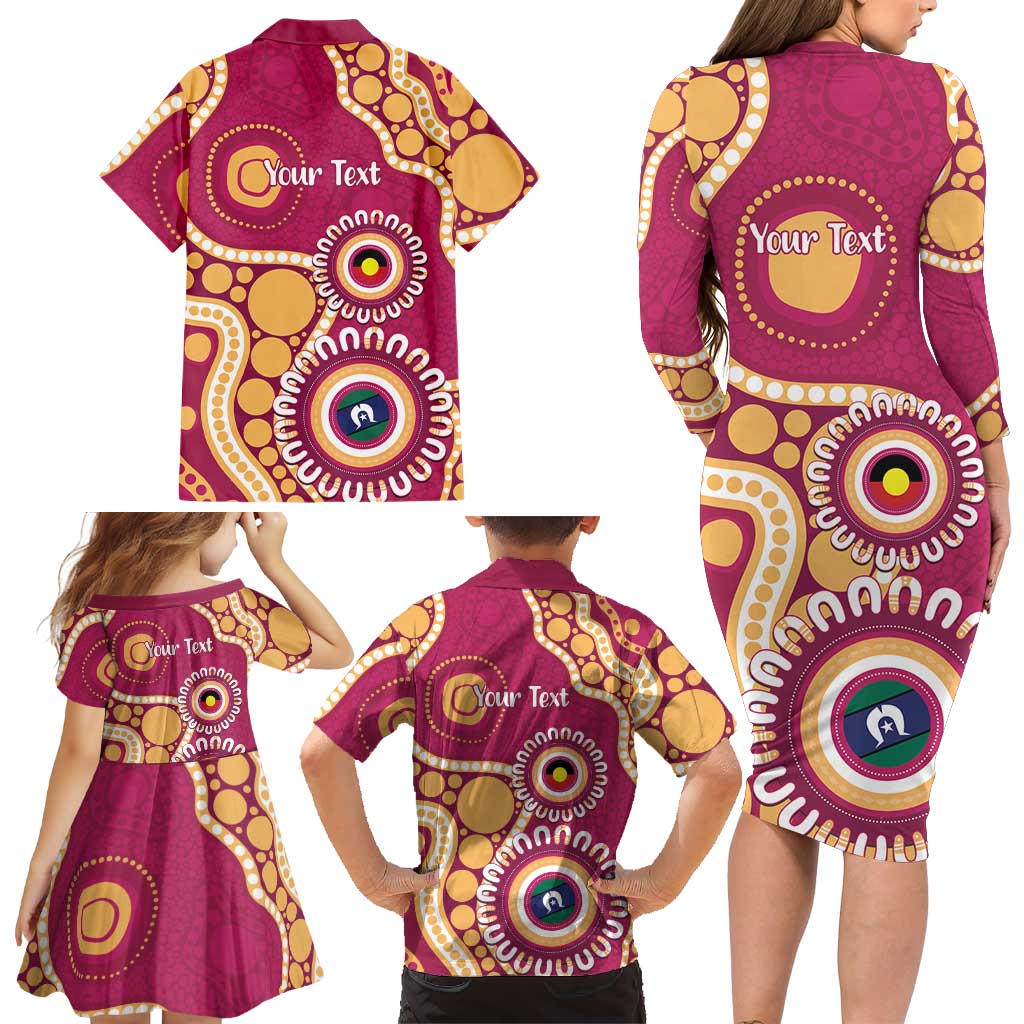 Brisbane Lions NAIDOC 2026 Personalised Family Matching Long Sleeve Bodycon Dress and Hawaiian Shirt 50 Years of Deadly Aboriginal Art