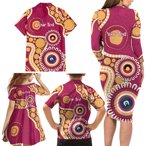 Brisbane Lions NAIDOC 2026 Personalised Family Matching Long Sleeve Bodycon Dress and Hawaiian Shirt 50 Years of Deadly Aboriginal Art