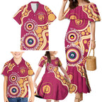 Brisbane Lions NAIDOC 2026 Personalised Family Matching Mermaid Dress and Hawaiian Shirt 50 Years of Deadly Aboriginal Art
