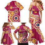 Brisbane Lions NAIDOC 2026 Personalised Family Matching Mermaid Dress and Hawaiian Shirt 50 Years of Deadly Aboriginal Art