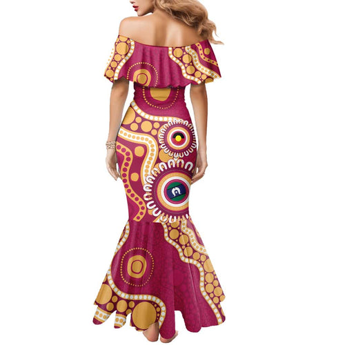 Brisbane Lions NAIDOC 2026 Personalised Family Matching Mermaid Dress and Hawaiian Shirt 50 Years of Deadly Aboriginal Art