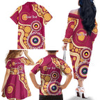 Brisbane Lions NAIDOC 2026 Personalised Family Matching Off The Shoulder Long Sleeve Dress and Hawaiian Shirt 50 Years of Deadly Aboriginal Art