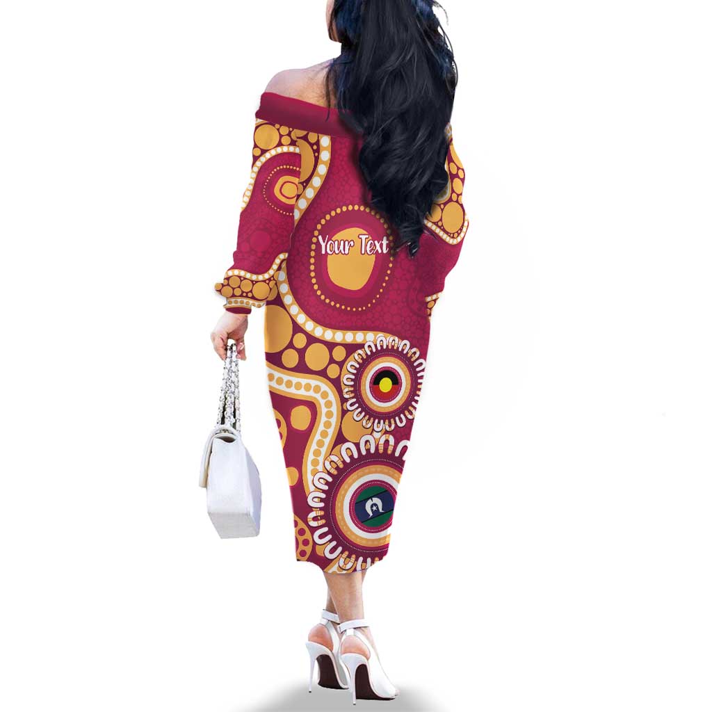 Brisbane Lions NAIDOC 2026 Personalised Family Matching Off The Shoulder Long Sleeve Dress and Hawaiian Shirt 50 Years of Deadly Aboriginal Art