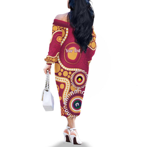 Brisbane Lions NAIDOC 2026 Personalised Family Matching Off The Shoulder Long Sleeve Dress and Hawaiian Shirt 50 Years of Deadly Aboriginal Art