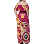 Brisbane Lions NAIDOC 2026 Personalised Family Matching Off Shoulder Maxi Dress and Hawaiian Shirt 50 Years of Deadly Aboriginal Art