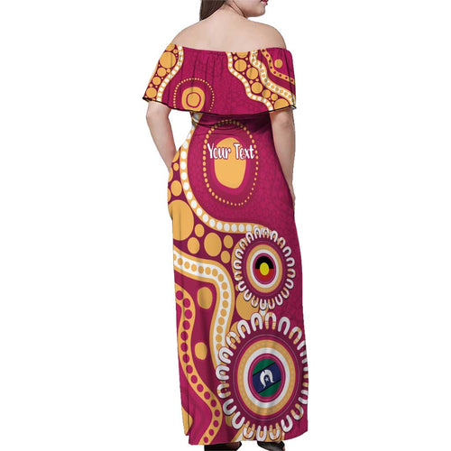 Brisbane Lions NAIDOC 2026 Personalised Family Matching Off Shoulder Maxi Dress and Hawaiian Shirt 50 Years of Deadly Aboriginal Art