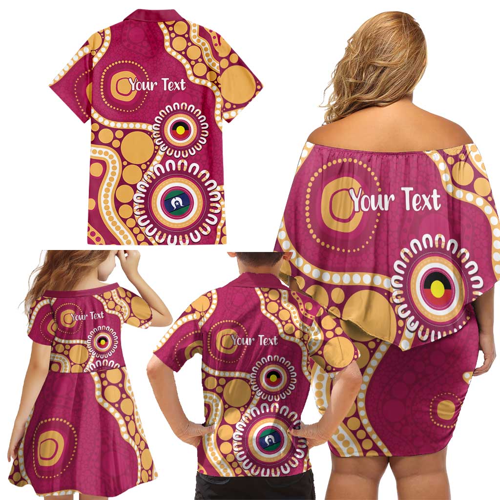 Brisbane Lions NAIDOC 2026 Personalised Family Matching Off Shoulder Short Dress and Hawaiian Shirt 50 Years of Deadly Aboriginal Art
