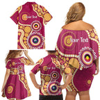 Brisbane Lions NAIDOC 2026 Personalised Family Matching Off Shoulder Short Dress and Hawaiian Shirt 50 Years of Deadly Aboriginal Art