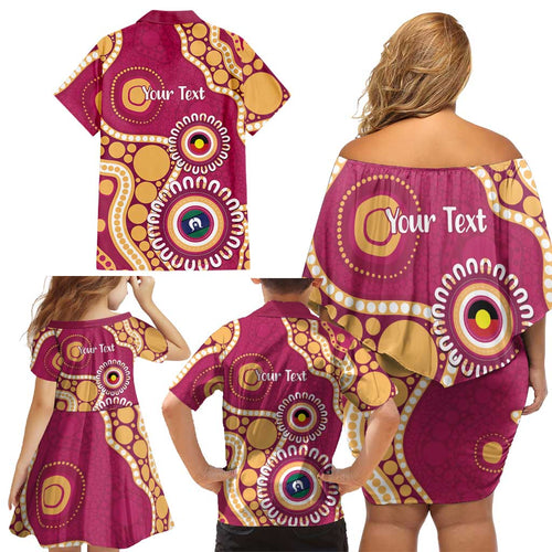 Brisbane Lions NAIDOC 2026 Personalised Family Matching Off Shoulder Short Dress and Hawaiian Shirt 50 Years of Deadly Aboriginal Art