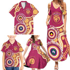 Brisbane Lions NAIDOC 2026 Personalised Family Matching Summer Maxi Dress and Hawaiian Shirt 50 Years of Deadly Aboriginal Art