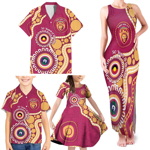 Brisbane Lions NAIDOC 2026 Personalised Family Matching Tank Maxi Dress and Hawaiian Shirt 50 Years of Deadly Aboriginal Art