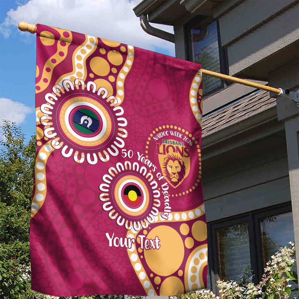 Brisbane Lions NAIDOC 2026 Personalised Garden Flag 50 Years of Deadly Aboriginal Art