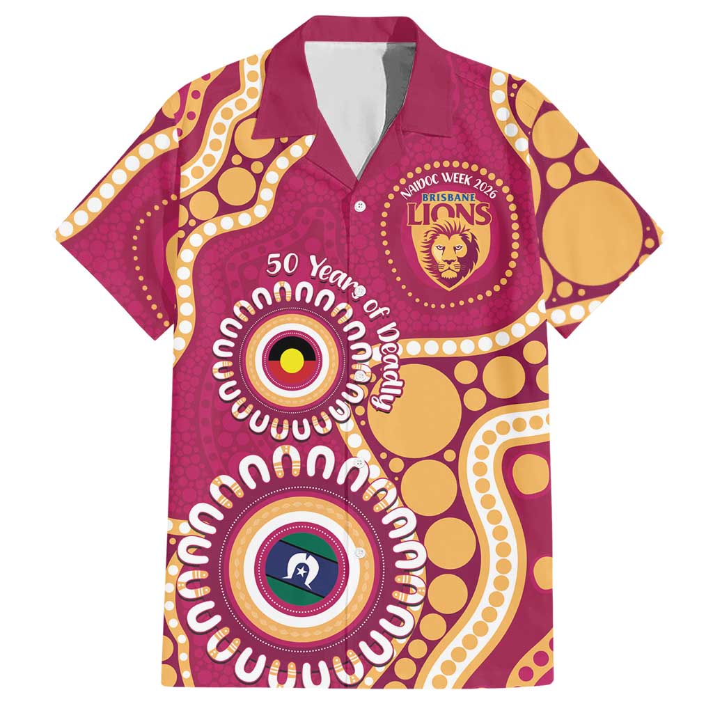 Brisbane Lions NAIDOC 2026 Personalised Hawaiian Shirt 50 Years of Deadly Aboriginal Art