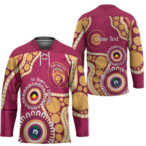 Brisbane Lions NAIDOC 2026 Personalised Hockey Jersey 50 Years of Deadly Aboriginal Art