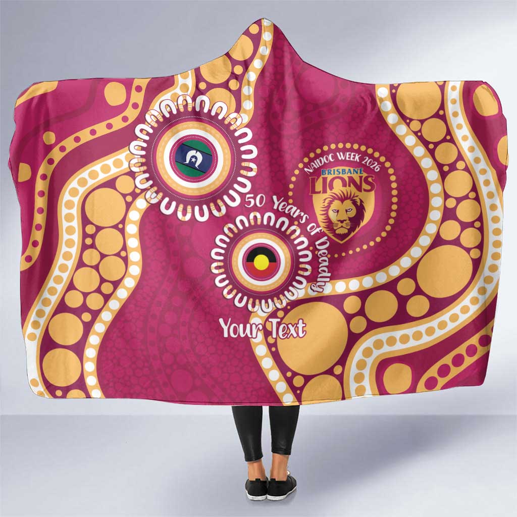 Brisbane Lions NAIDOC 2026 Personalised Hooded Blanket 50 Years of Deadly Aboriginal Art
