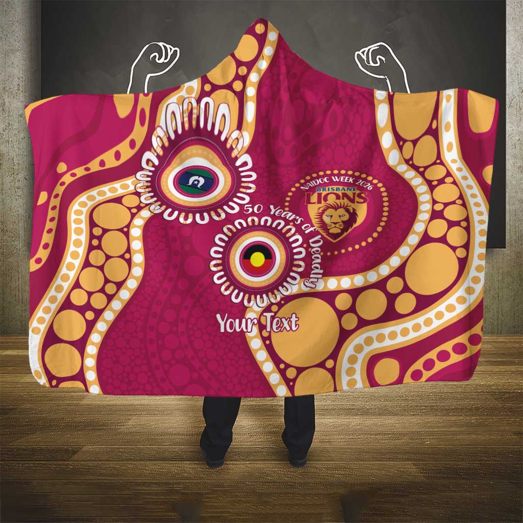 Brisbane Lions NAIDOC 2026 Personalised Hooded Blanket 50 Years of Deadly Aboriginal Art