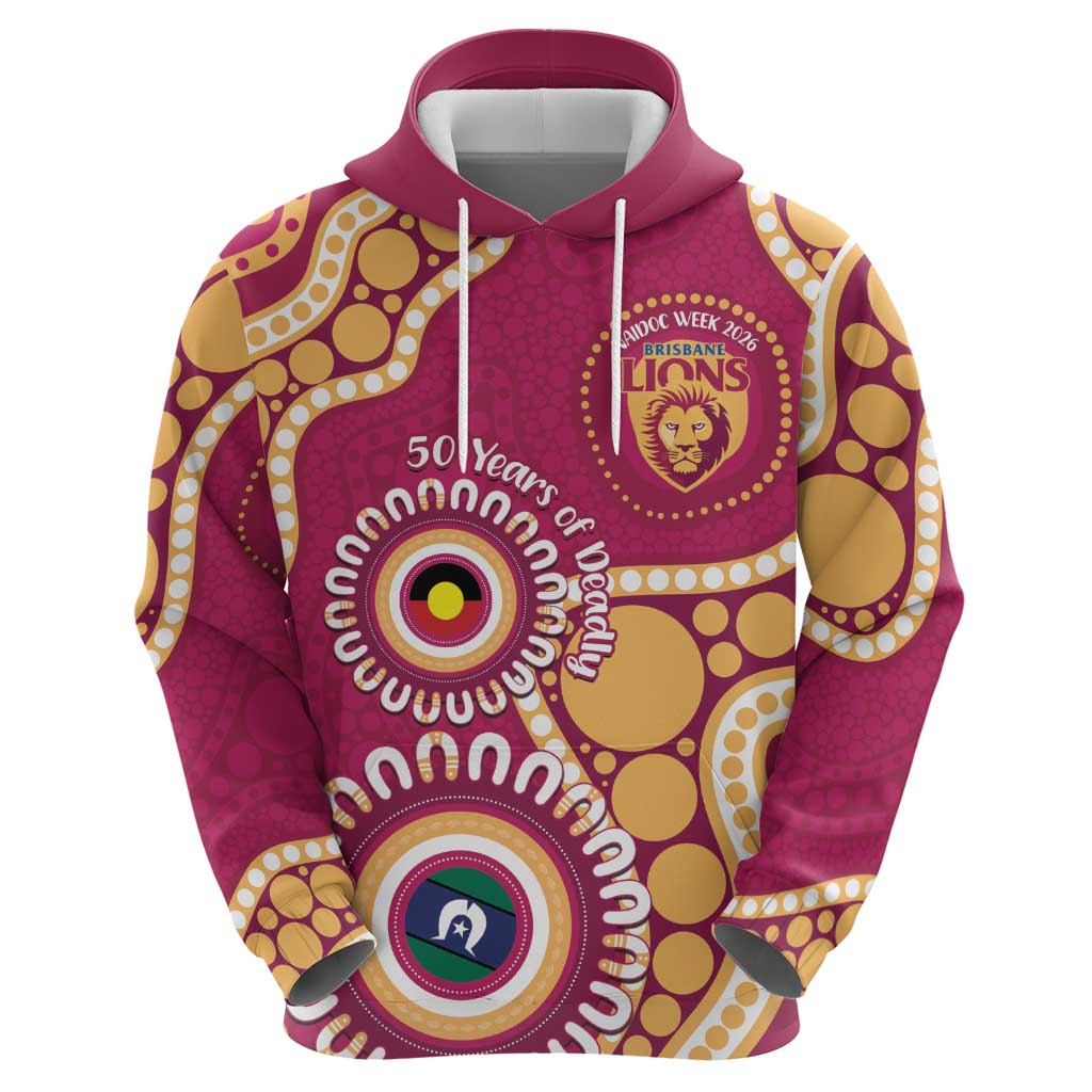 Brisbane Lions NAIDOC 2026 Personalised Hoodie 50 Years of Deadly Aboriginal Art