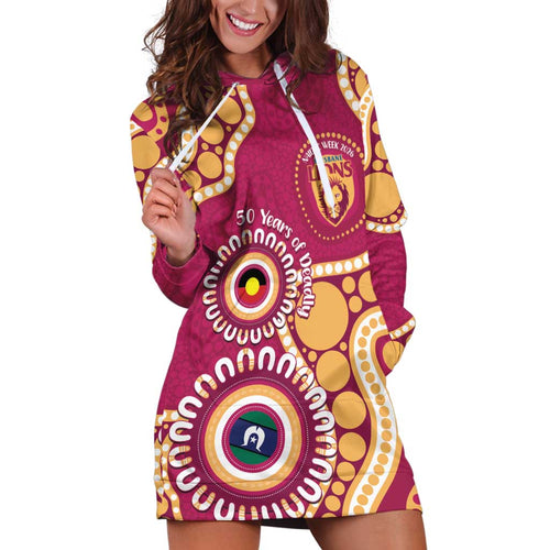 Brisbane Lions NAIDOC 2026 Personalised Hoodie Dress 50 Years of Deadly Aboriginal Art