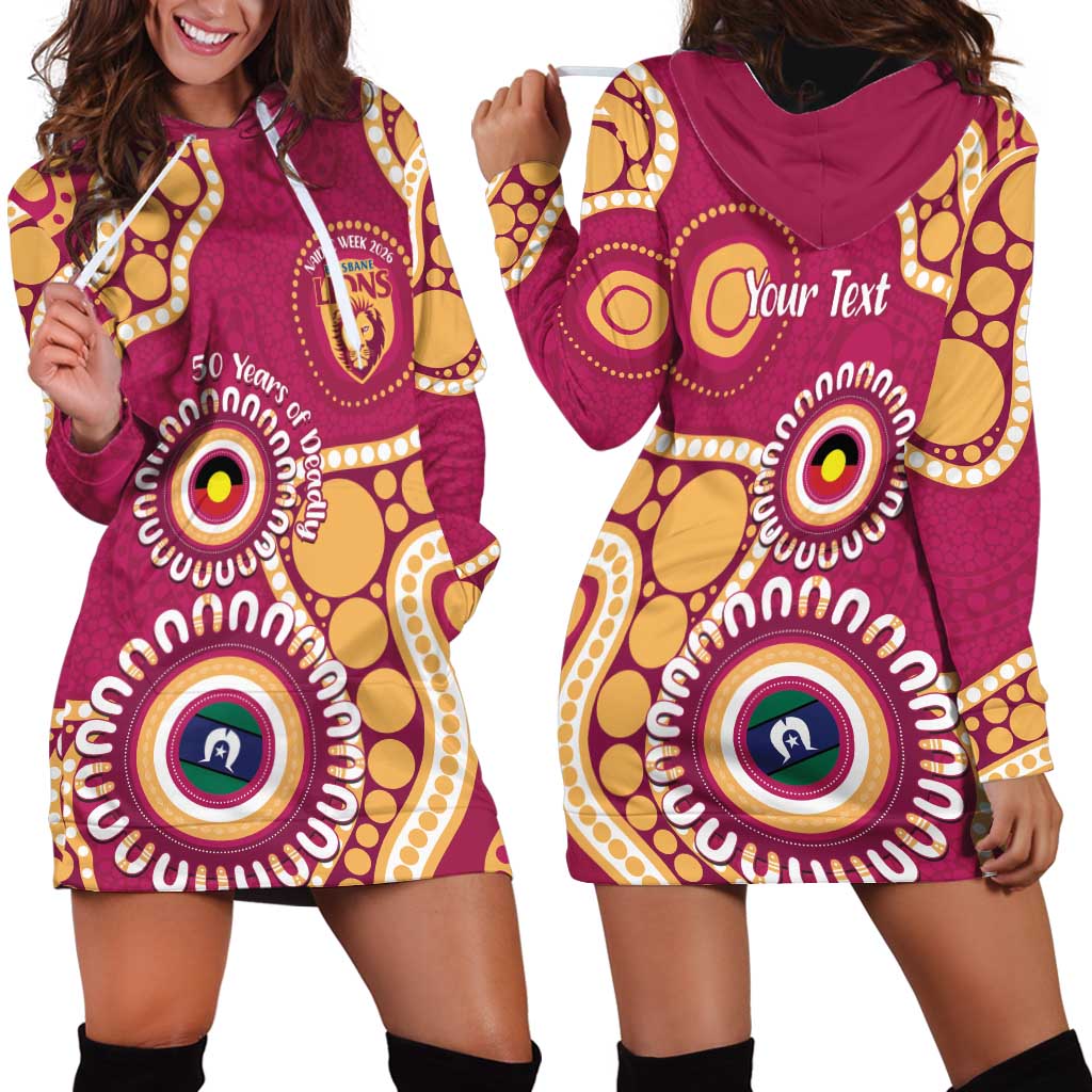 Brisbane Lions NAIDOC 2026 Personalised Hoodie Dress 50 Years of Deadly Aboriginal Art