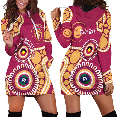 Brisbane Lions NAIDOC 2026 Personalised Hoodie Dress 50 Years of Deadly Aboriginal Art