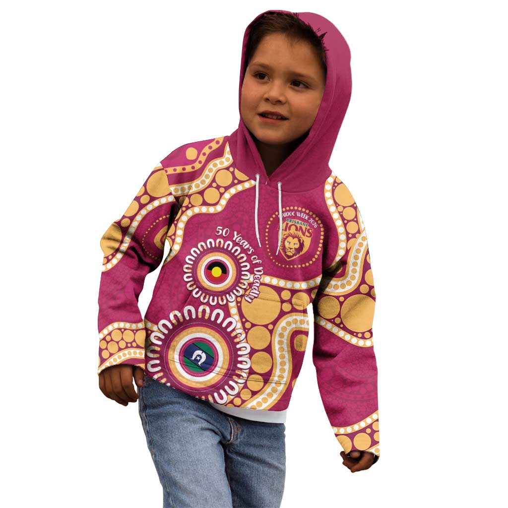Brisbane Lions NAIDOC 2026 Personalised Kid Hoodie 50 Years of Deadly Aboriginal Art
